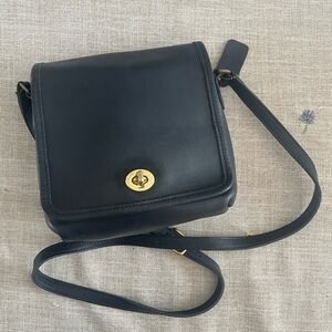 Vintage Coach Navy Blue Legacy Companion Mini Flap Bag 9076